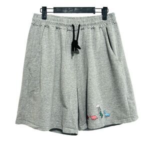 Romwe Our Guys Dinosaur Drawstring Track Shorts Men's Sz XL Gray
